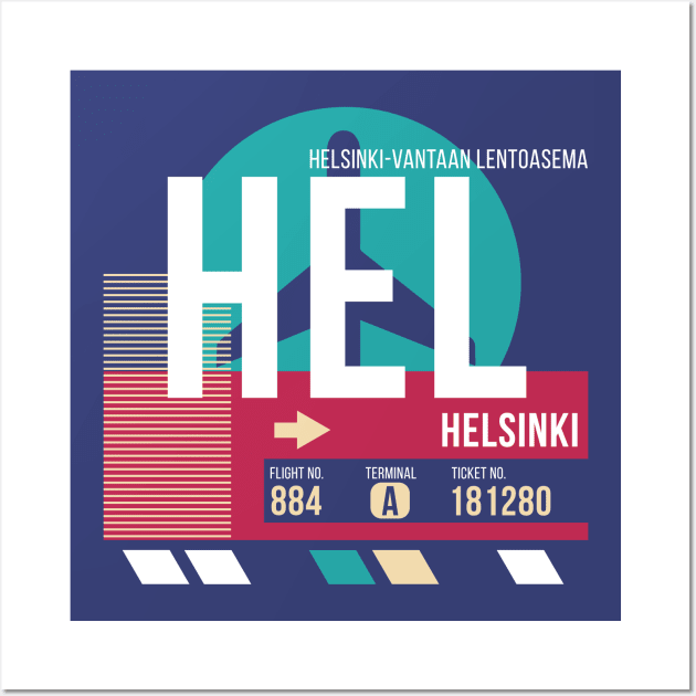 Helsinki, Finland (HEL) Airport Code Baggage Tag Wall Art by SLAG_Creative